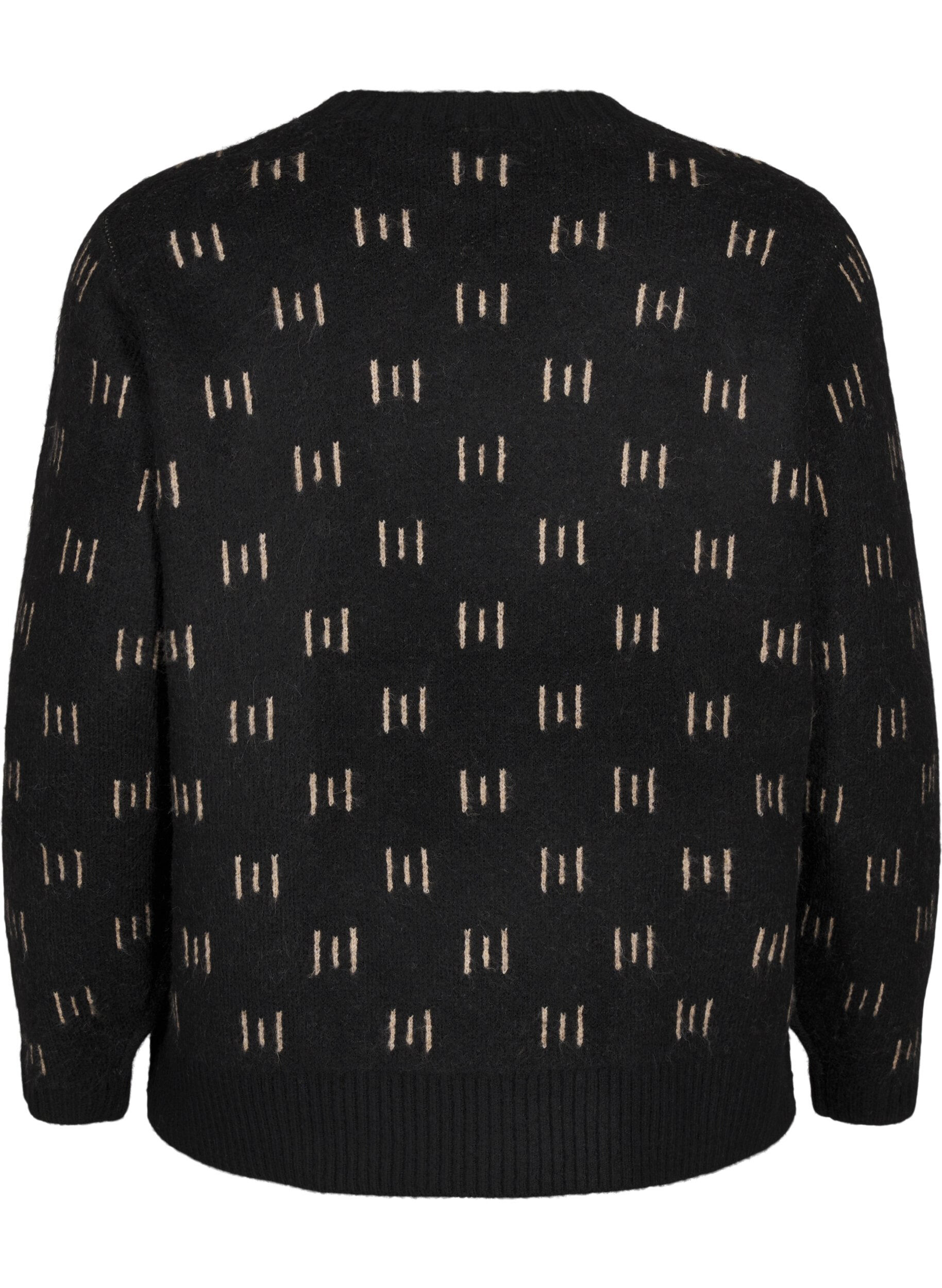 Zizzi Gemusterter Pullover, Black Mel. Nomad, Packshot image number 1