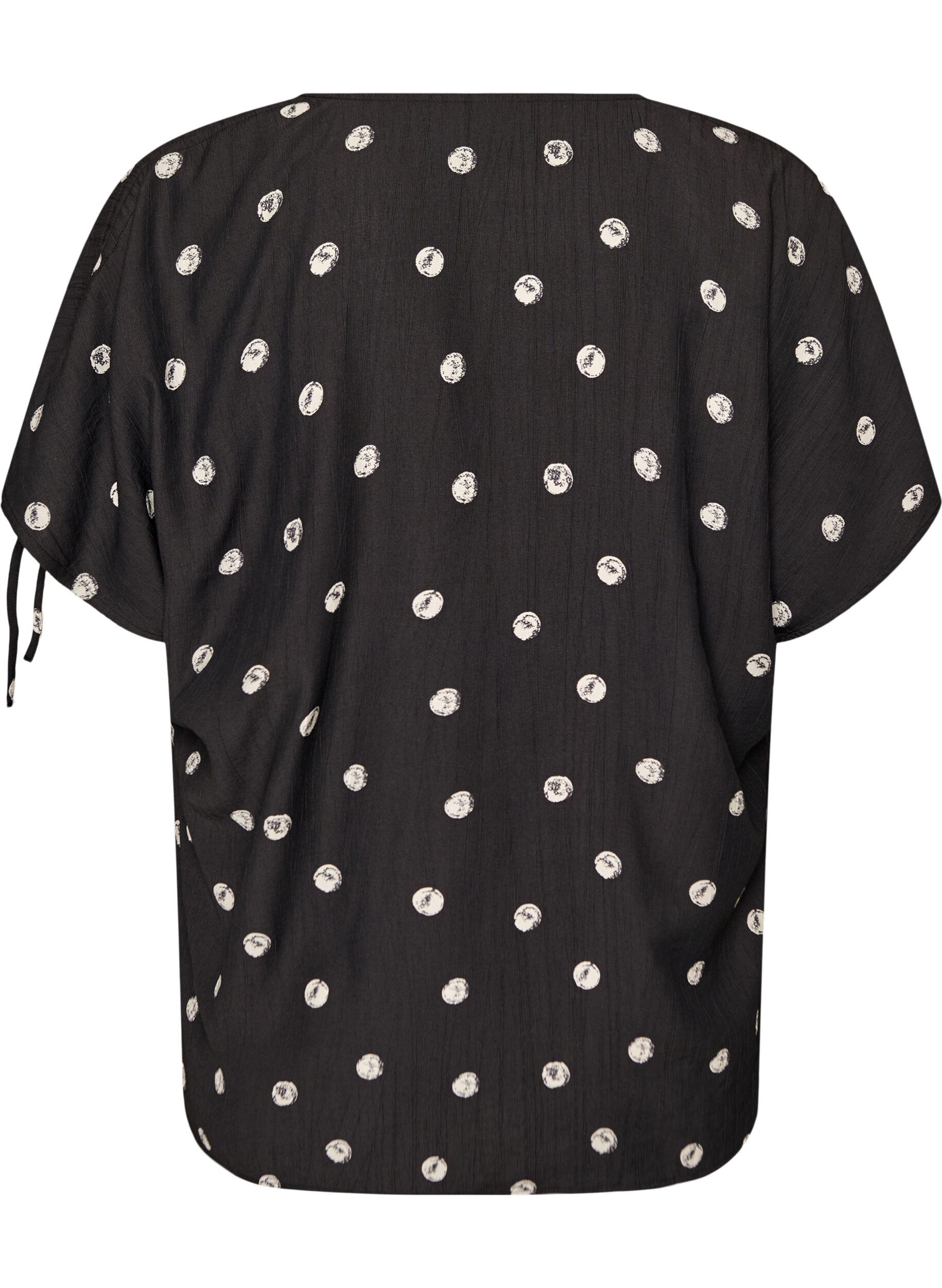 Zizzi Bluse aus Viskose mit gerafften &Auml;rmeln, Schwarz, Packshot image number 1