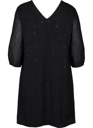 Kleid mit A-Linie und 3/4-Ärmeln, Black, Packshot image number 1
