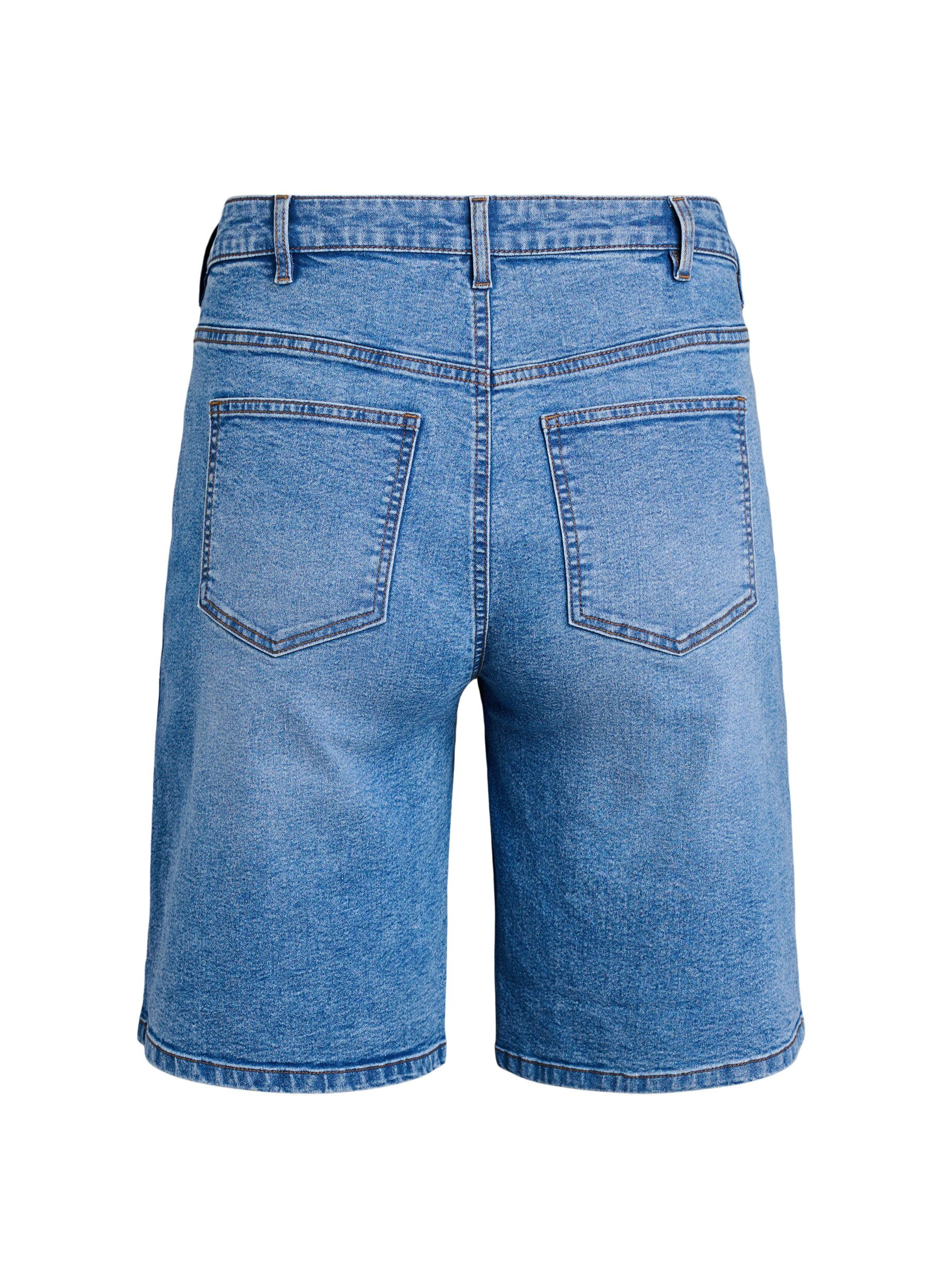 Zizzi Locker sitzende Jeansshorts mit hoher Taille, Blau, Packshot image number 1