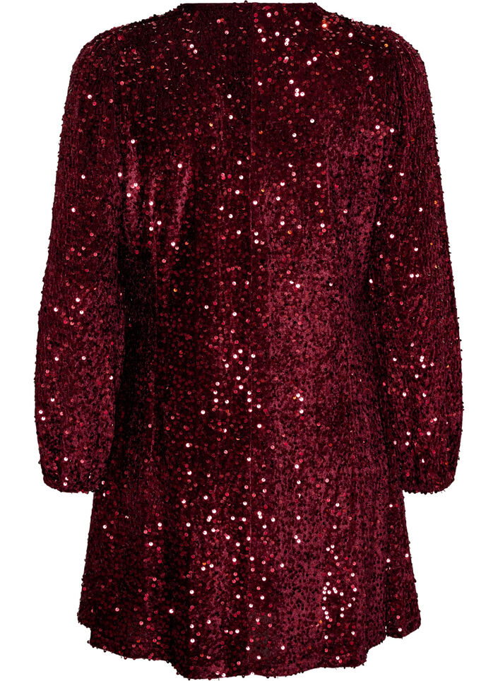 Kurzes Kleid mit Pailletten in A-Linie, Rot, Packshot image number 1
