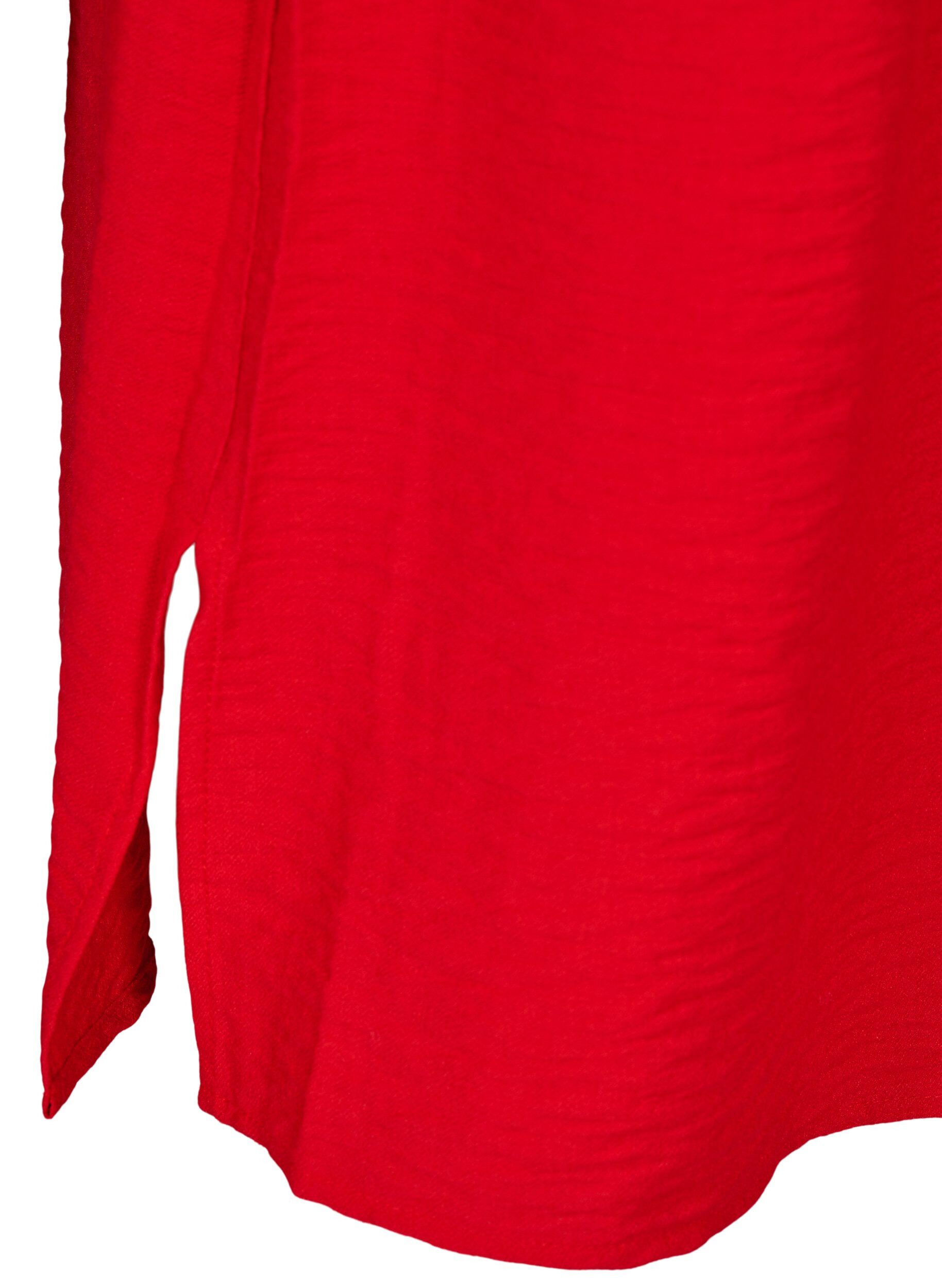 Zizzi Hemdblusenkleid mit Bindeg&uuml;rtel und langen &Auml;rmeln, Rot, Packshot image number 3