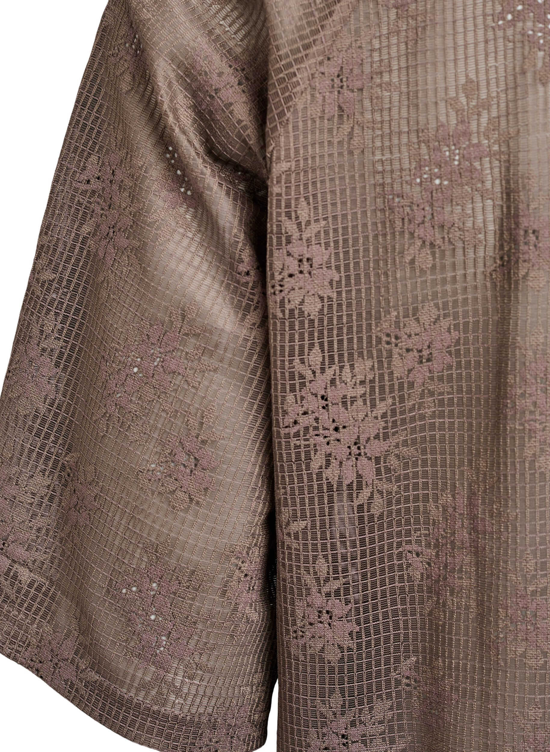 Zizzi T-Shirt aus Spitze mit Textaufdruck, Braun, Packshot image number 3