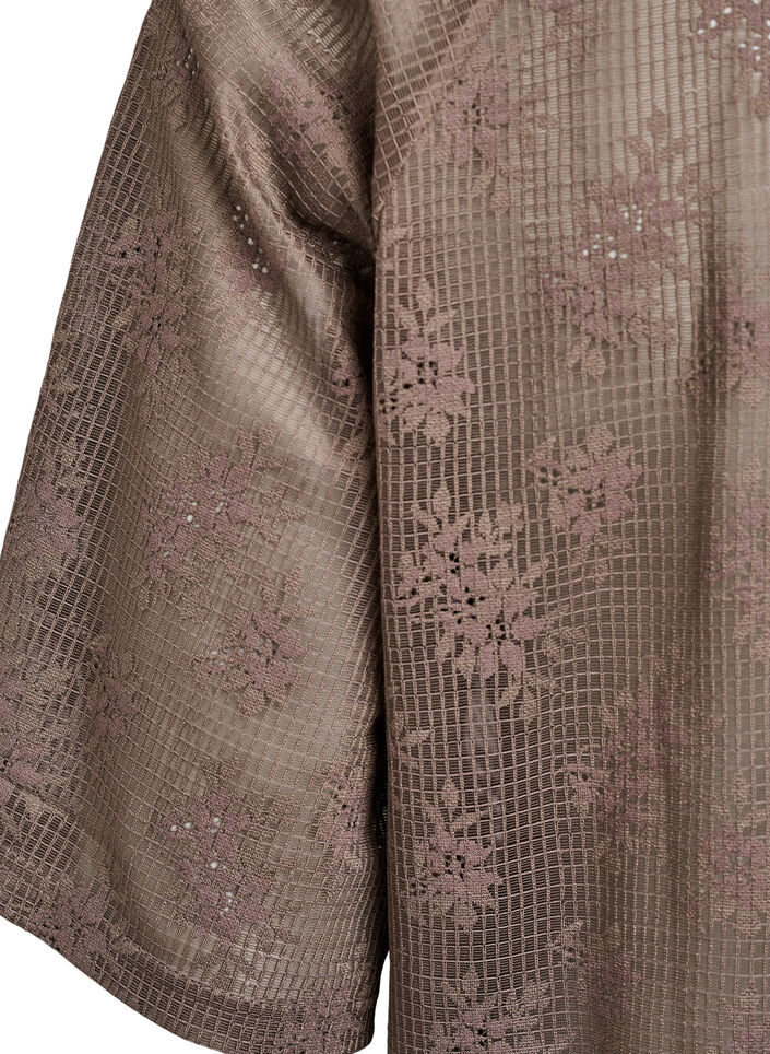 T-Shirt aus Spitze mit Textaufdruck, Braun, Packshot image number 3