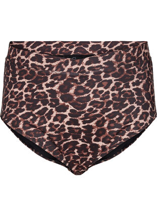 Bikini-Slips mit Druck und hoher Taille, Autentic Leopard, Packshot image number 0