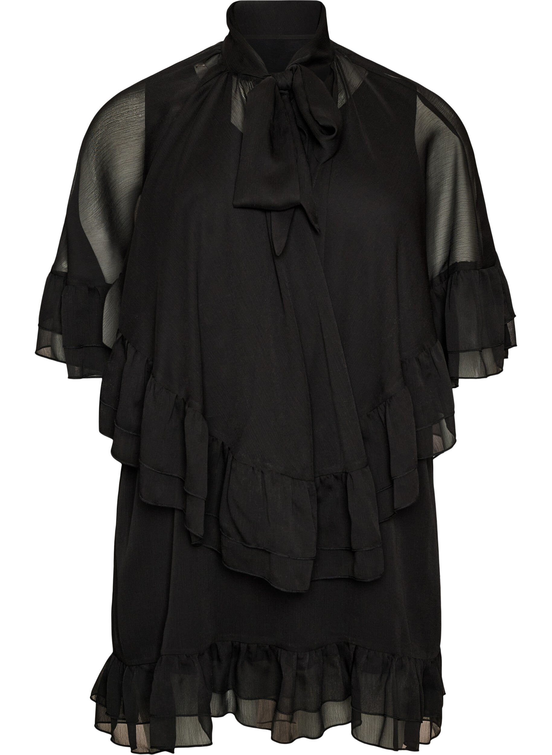 &Auml;rmelloses Kleid mit Chiffon-Cape