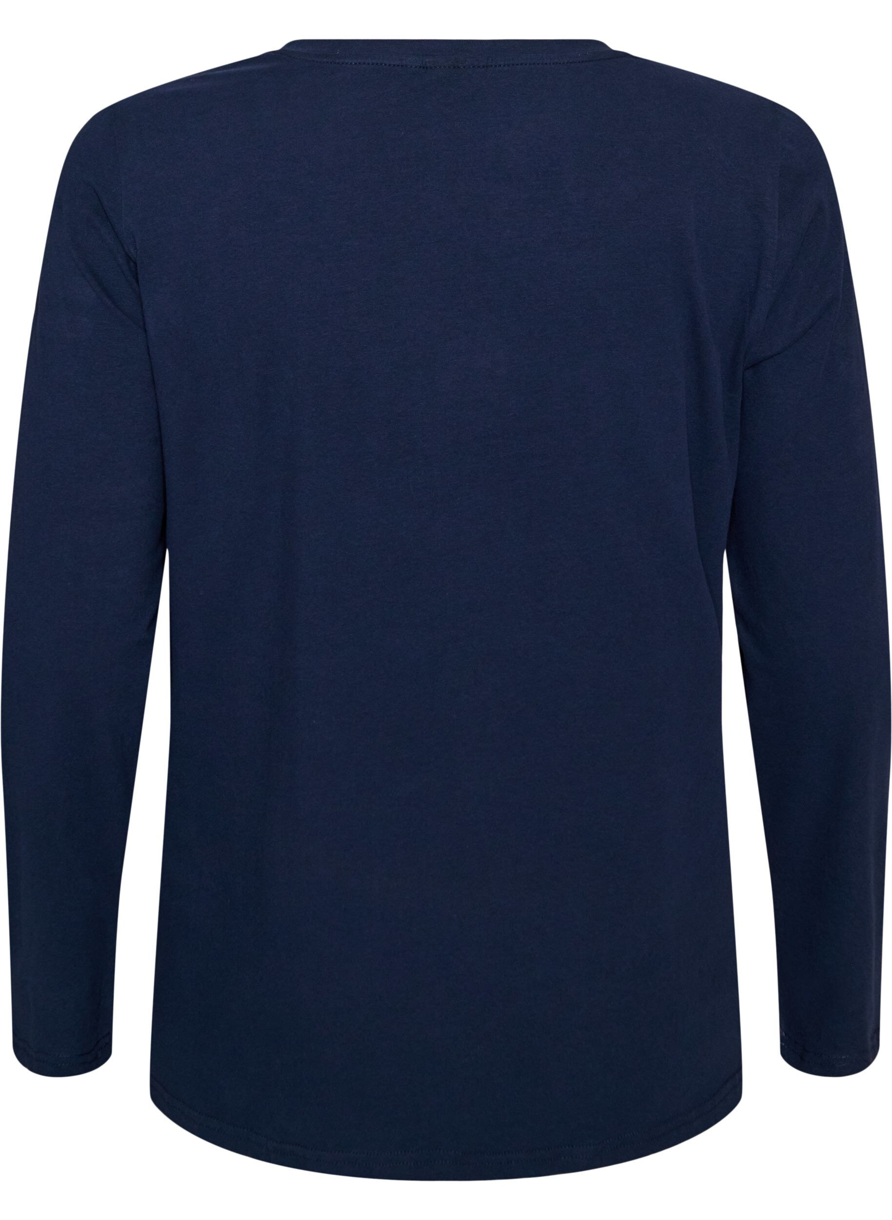 ZizziBasic Bluse aus Jersey mit langen &Auml;rmeln, Blau, Packshot image number 1