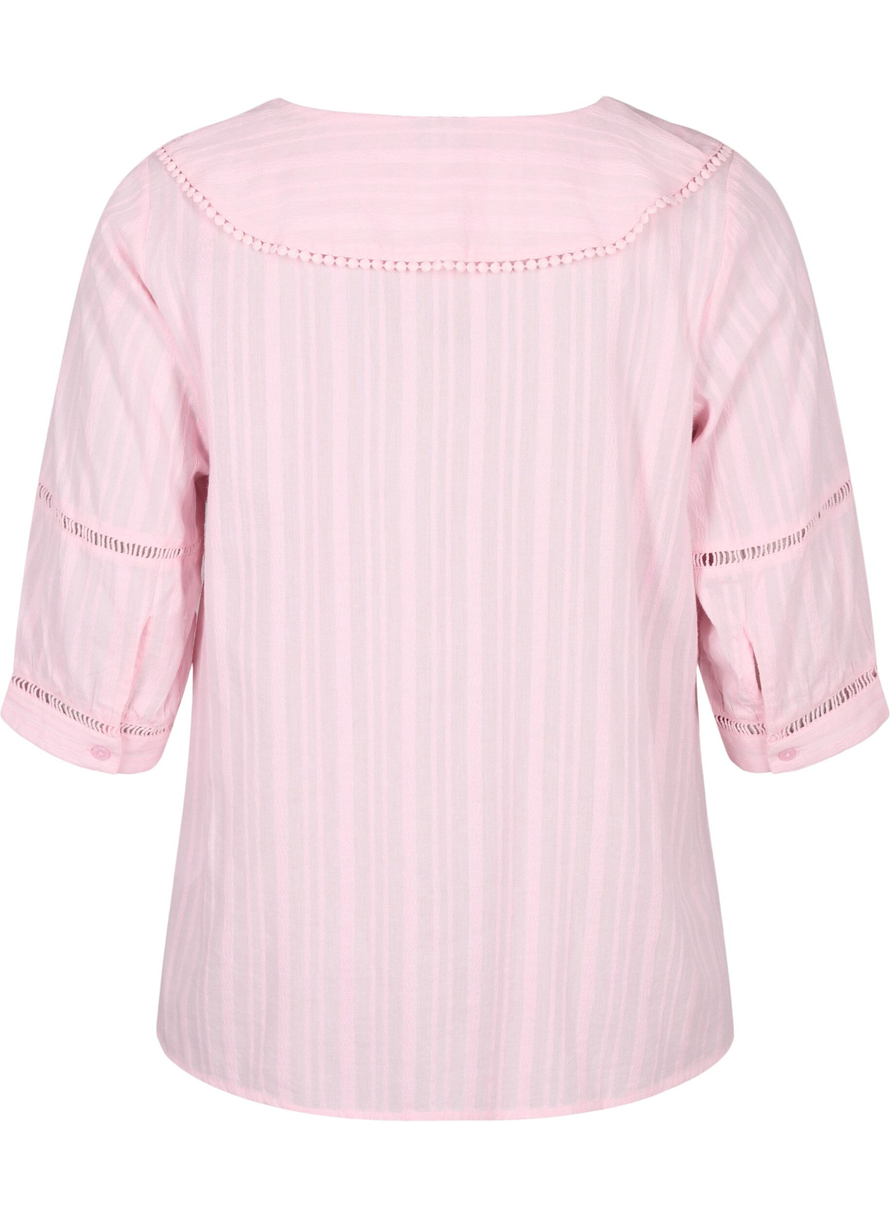 Zizzi Bluse mit 3/4-&Auml;rmeln und Spitze, Almond Blossom, Packshot image number 1