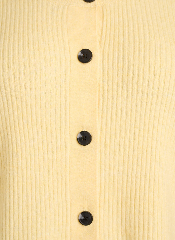 Rippenstrick Strickjacke mit Kn&ouml;pfen, Gelb, Packshot image number 2