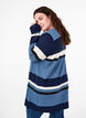 Lange Strickjacke mit breiten Streifen, Blau, Model image number 2