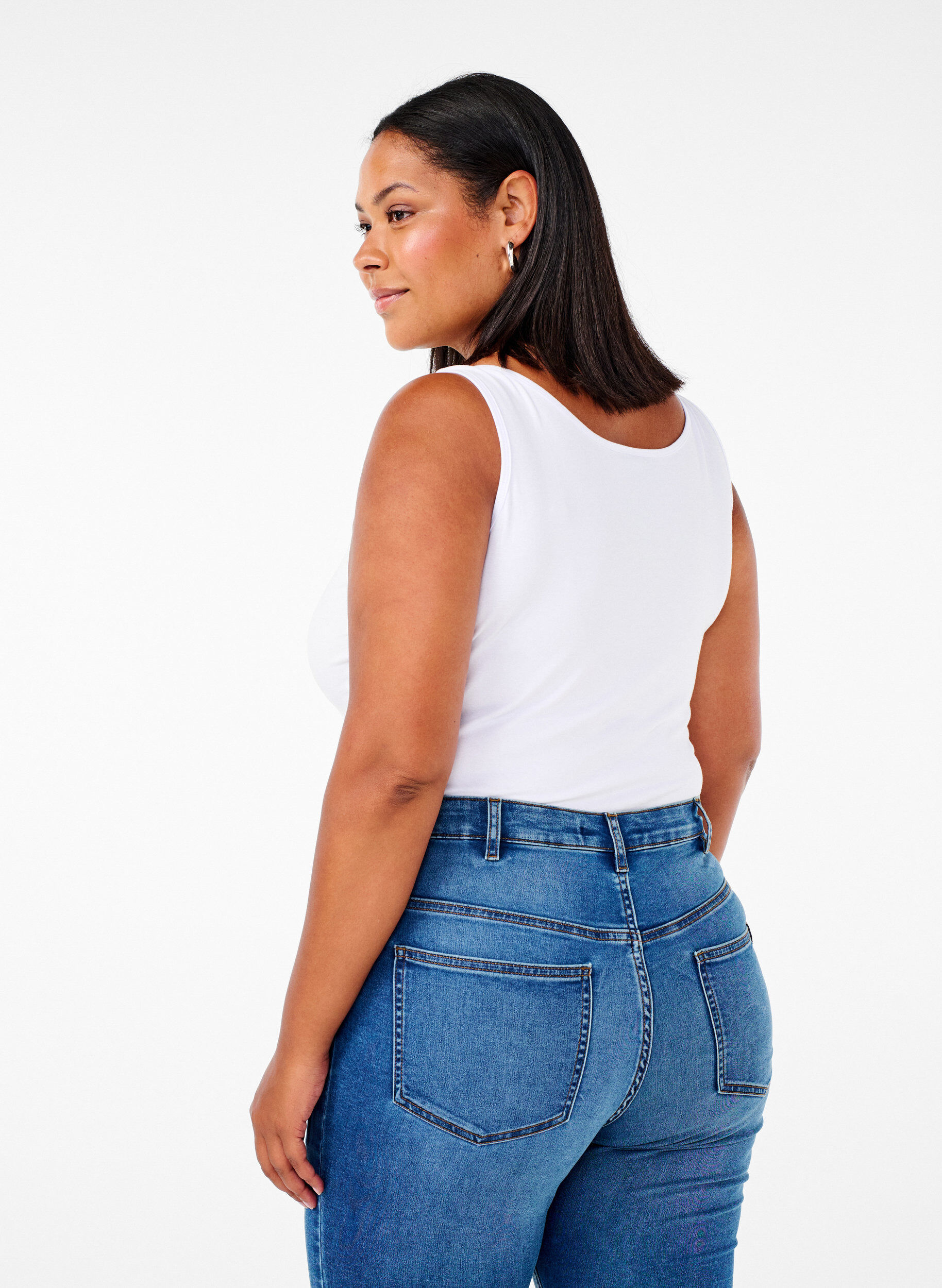 ZizziEinfarbiges basic Top aus Baumwolle, Wei&szlig;, Model image number 2