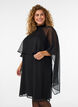 Knielanges Kleid aus Chiffon mit transparentem Cape, Schwarz, Model image number 0