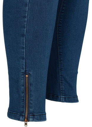 Cropped Amy Jeans mit hoher Taille und Reißverschluss, Dark blue denim, Packshot image number 3