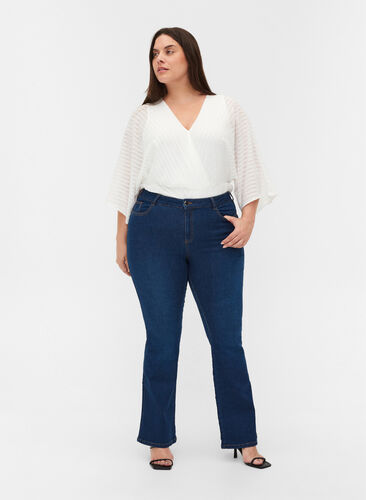 Hochtaillierte Ellen Bootcut Jeans, Dark blue denim, Model image number 0