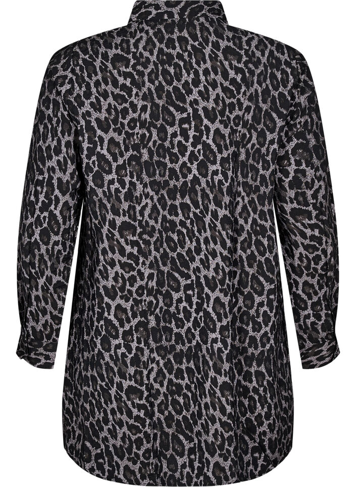 Lange Bluse mit Leopardenmuster, Grau, Packshot image number 1