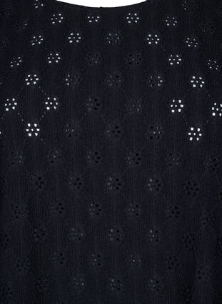  Kurzarmbluse mit Lochmuster, Black, Packshot image number 2