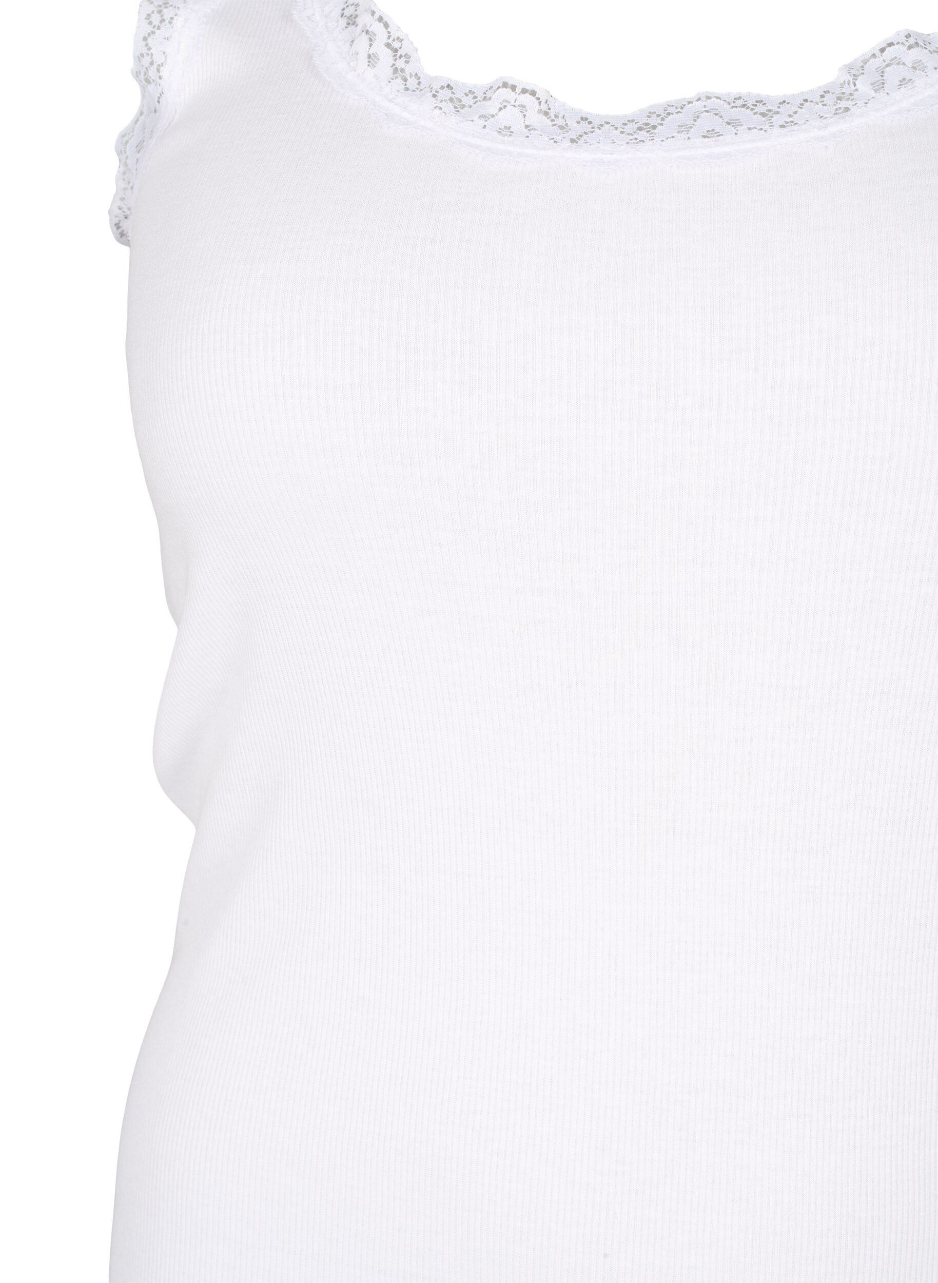 ZizziTop mit Spitzensaum, Wei&szlig;, Packshot image number 2