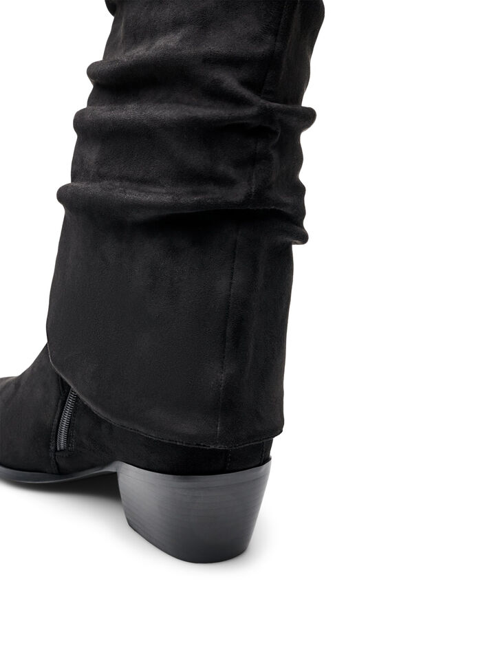Langer Stiefel in Wildlederoptik mit abnehmbarem Schaft, Schwarz, Packshot image number 3