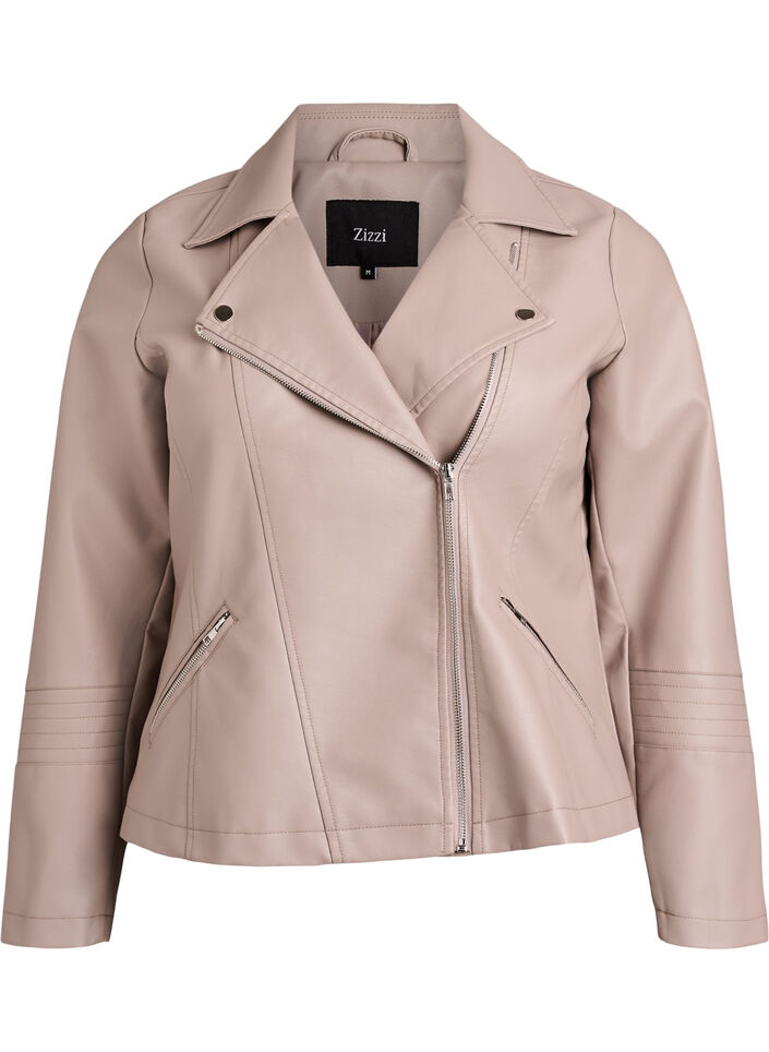 Bikerjacke aus Kunstleder, Grau, Packshot image number 0