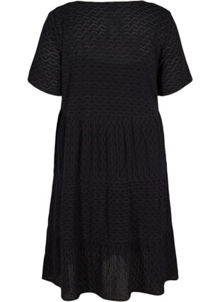 Kurzarm Kleid mit Lochstickerei, Black, Packshot image number 1