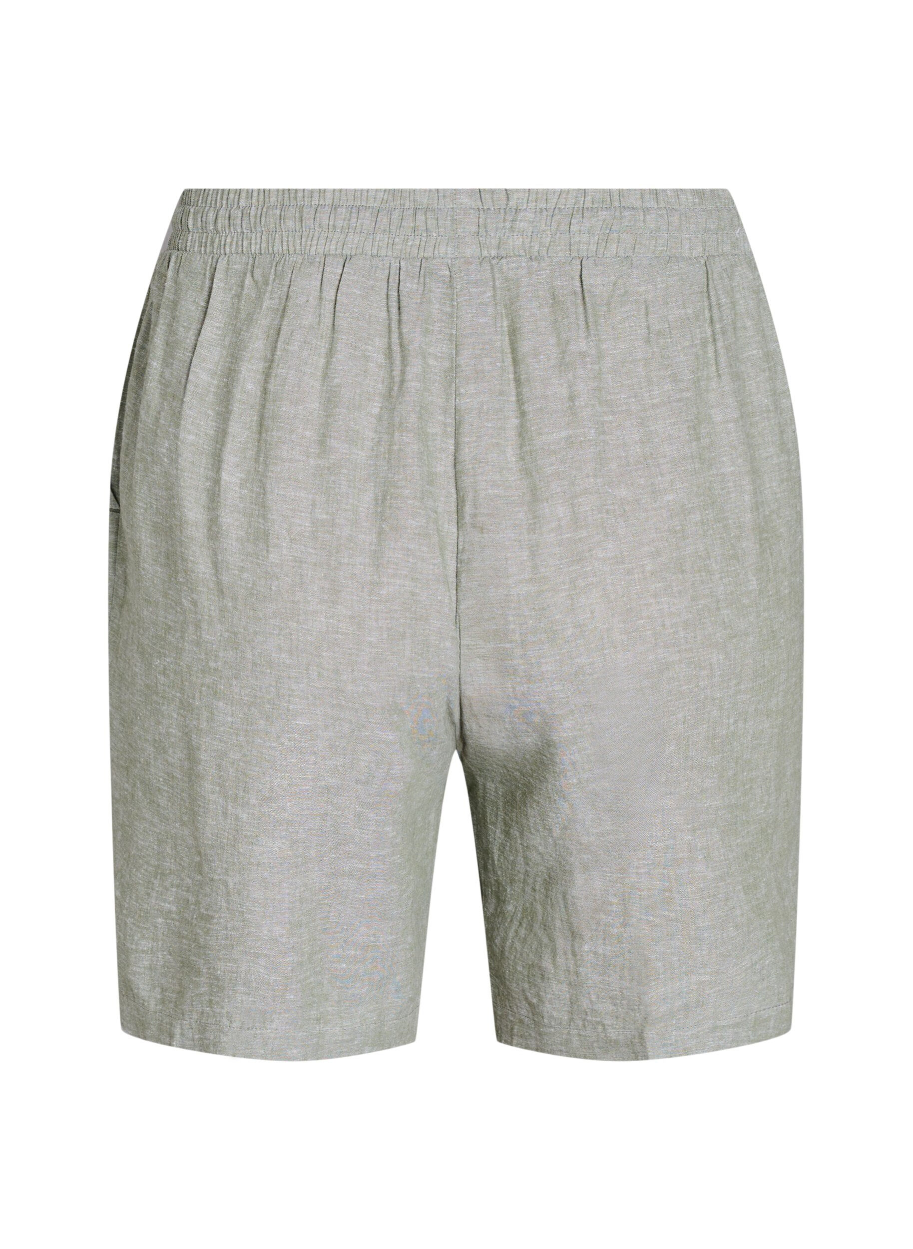 Zizzi Lockere Shorts aus Leinen und Viskose, Gr&uuml;n, Packshot image number 1