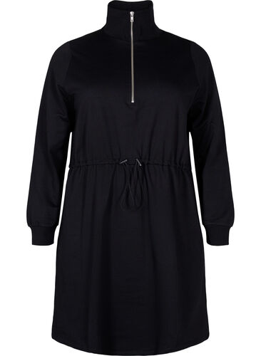 	 Pulloverkleid mit Reißverschluss und Kordelzug, Black, Packshot image number 0