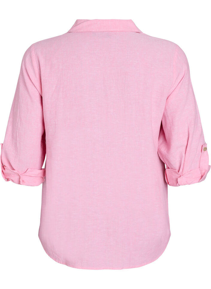 Bluse aus Leinen und Viskose mit 3/4-&Auml;rmeln, Pink, Packshot image number 1