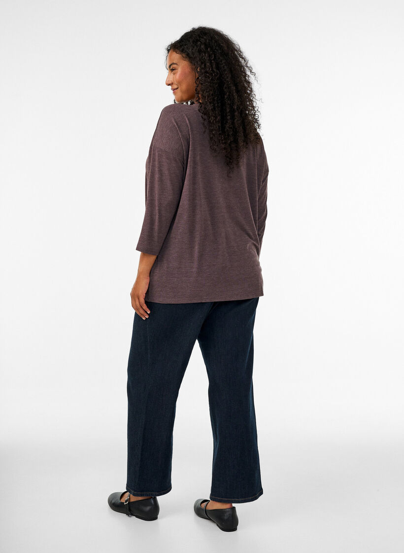 Bluse aus Jersey mit 3/4-&Auml;rmeln, Braun, Model image number 2