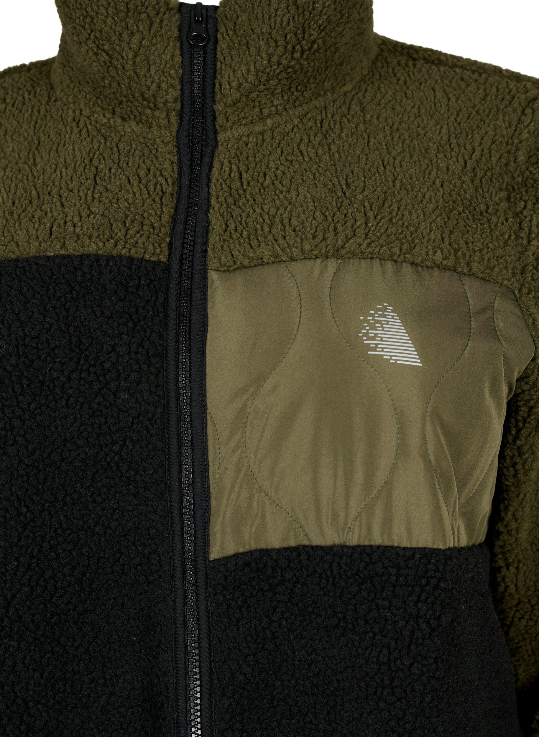 Zizzi Teddyjacke mit Farbblock, Forest Night comb., Packshot image number 2
