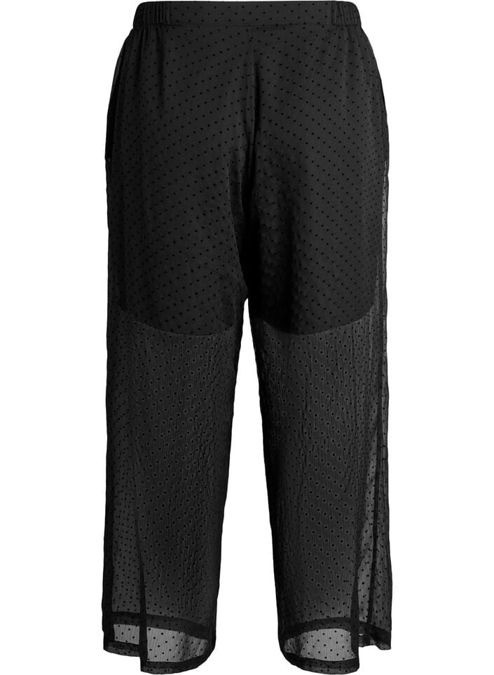 Lockere Hose aus Chiffon mit Punkten, Schwarz, Packshot