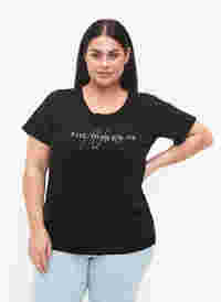 Kurzärmliges T-Shirt aus Baumwolle mit Gummizug am Saum, Black W. Now, Model
