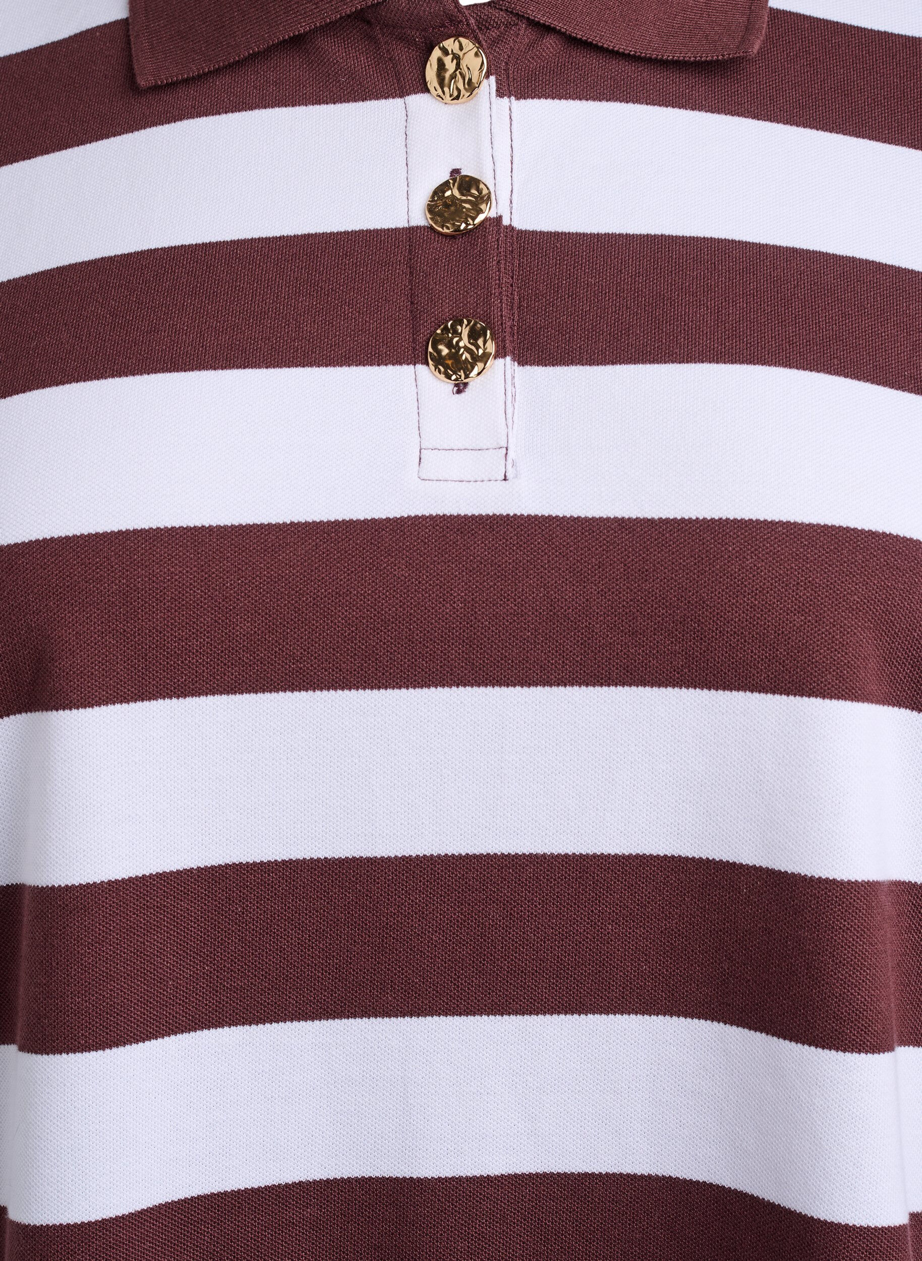 Zizzi Poloshirt mit langen &Auml;rmeln und Streifenmuster, Dunkles Bordeaux, Packshot image number 2