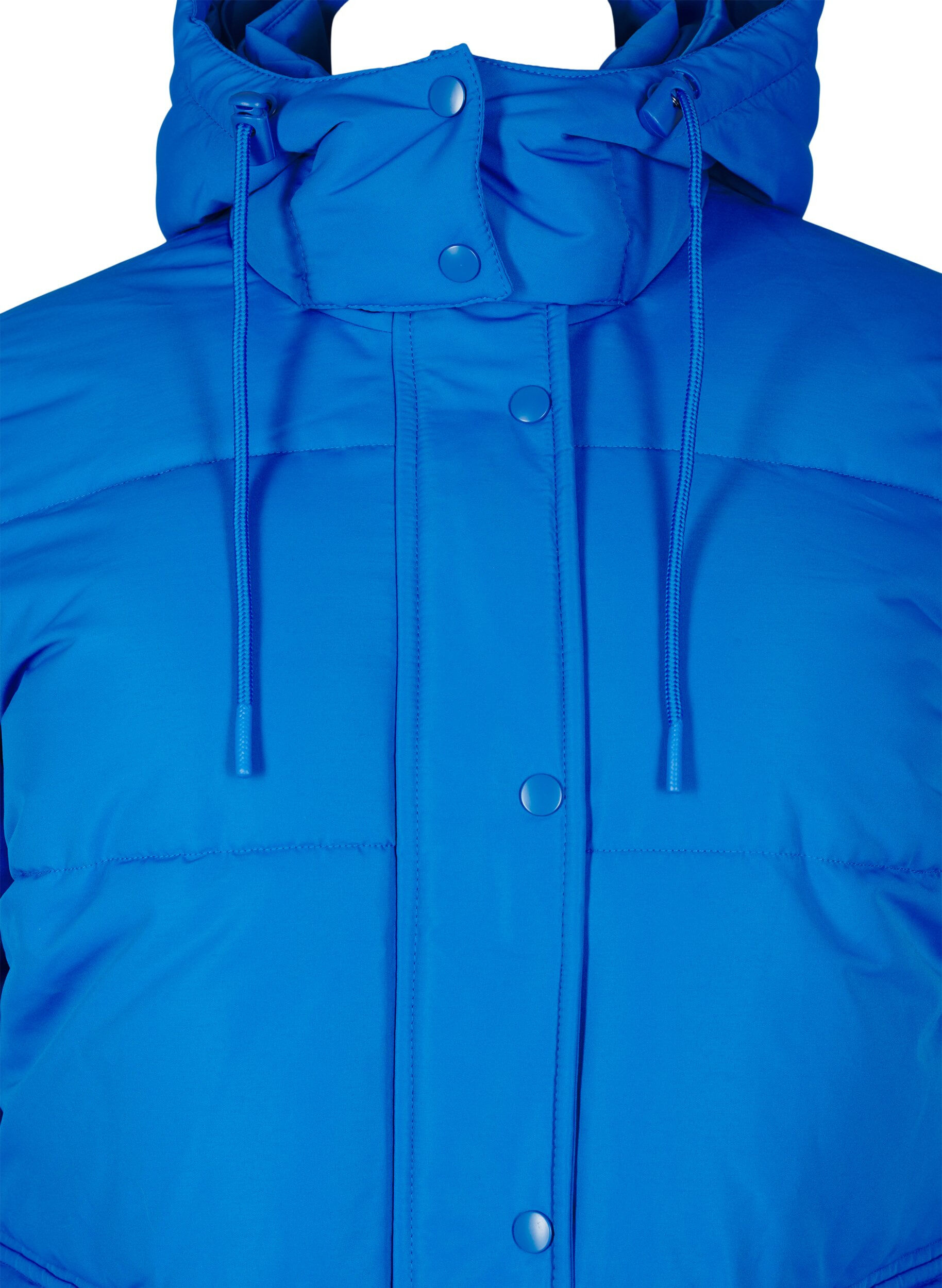 Zizzi Lange Pufferjacke mit Taschen und Kapuze, Blau, Packshot image number 2