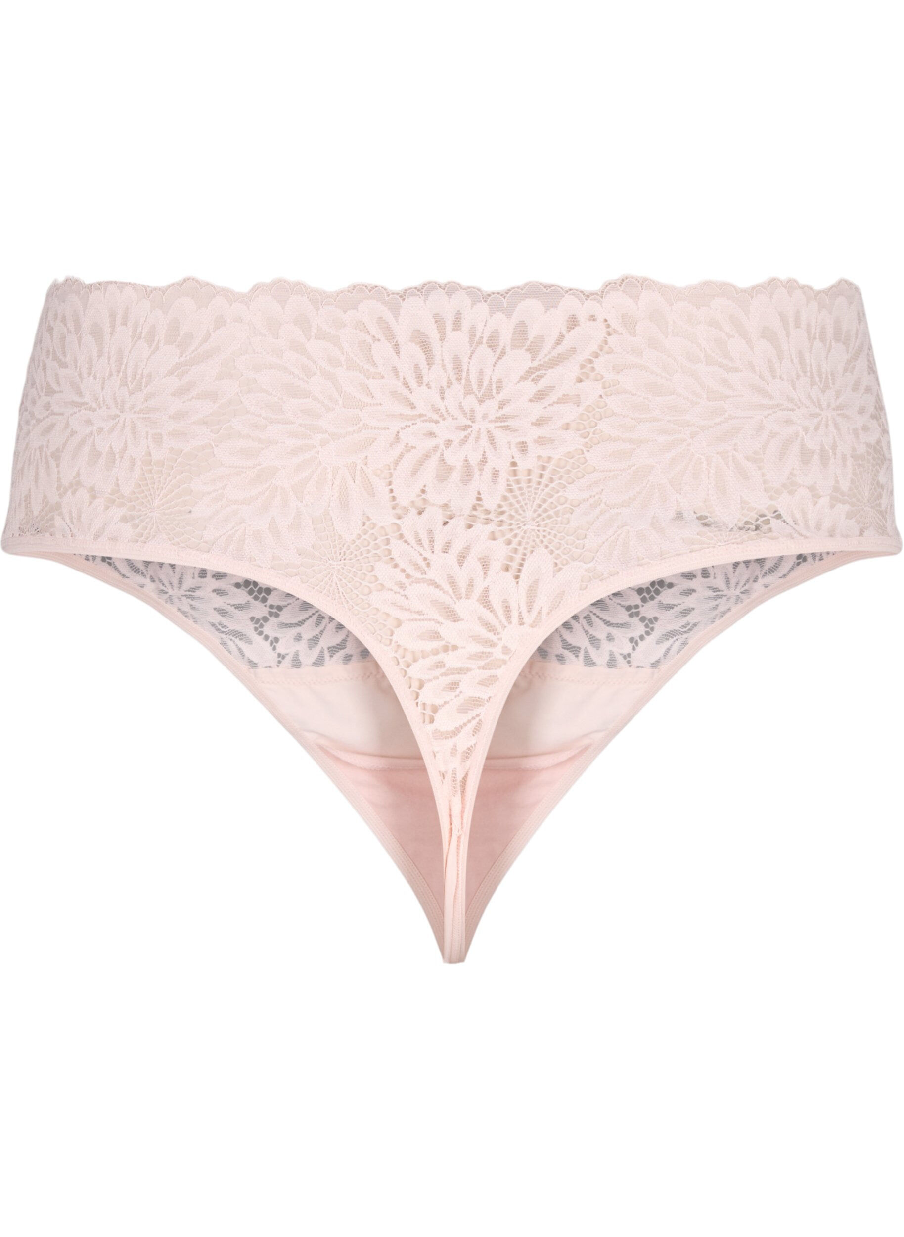Zizzi Spitzen-String mit hoher Taille, Peach Blush, Packshot image number 1