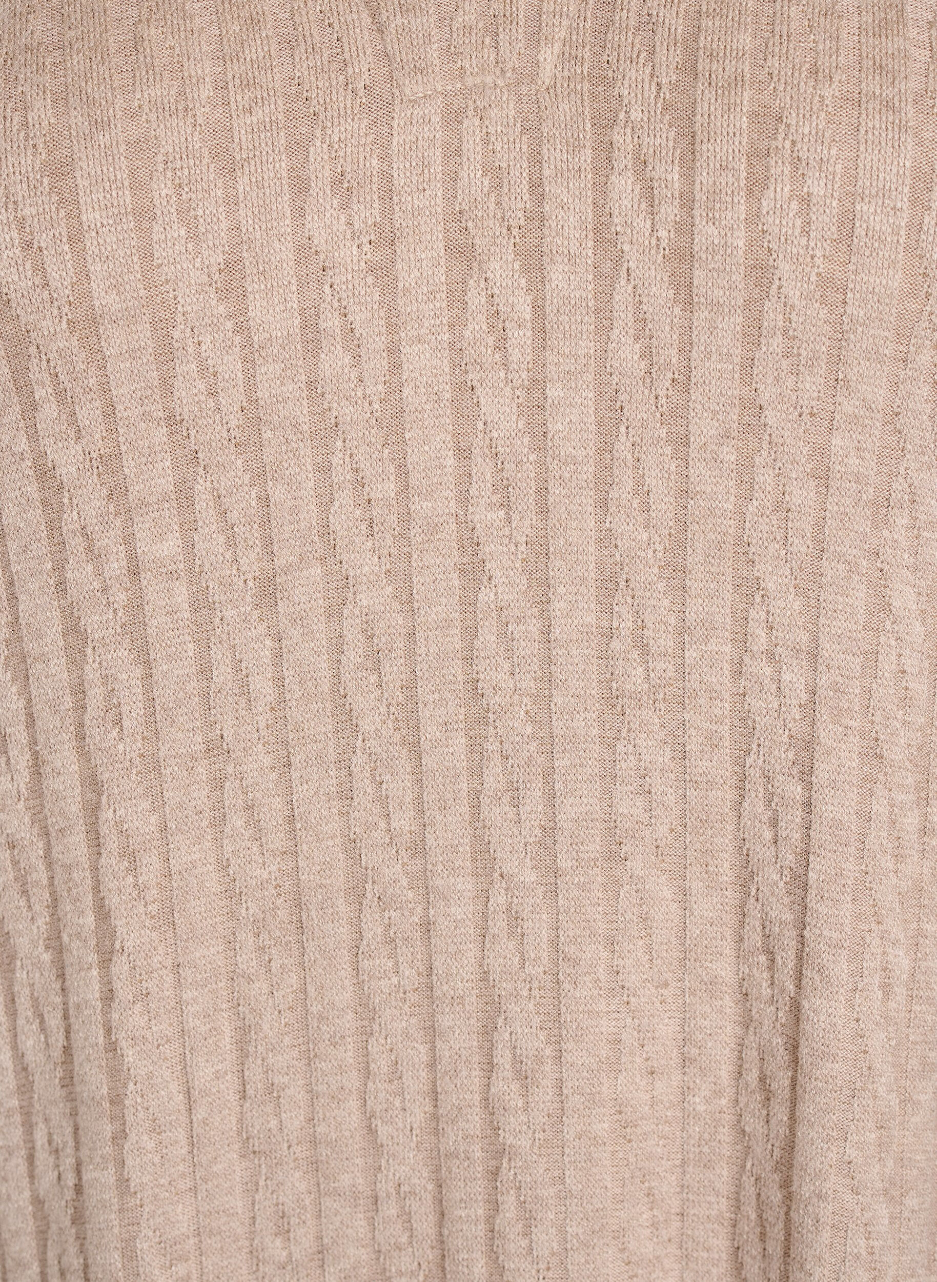 Zizzi Kleid mit Zopfmuster und V-Ausschnitt, Beige, Packshot image number 2