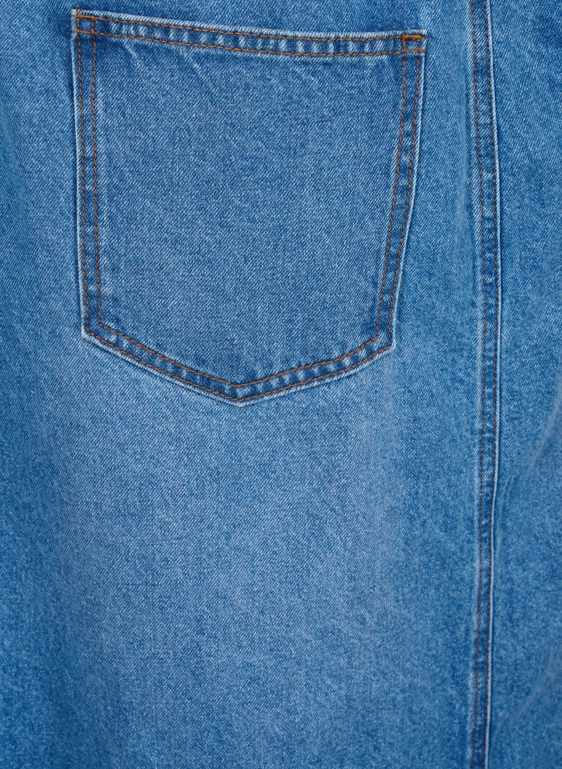 Zizzi Midi-Latzkleid aus Denim, Blue Denim, Packshot image number 4
