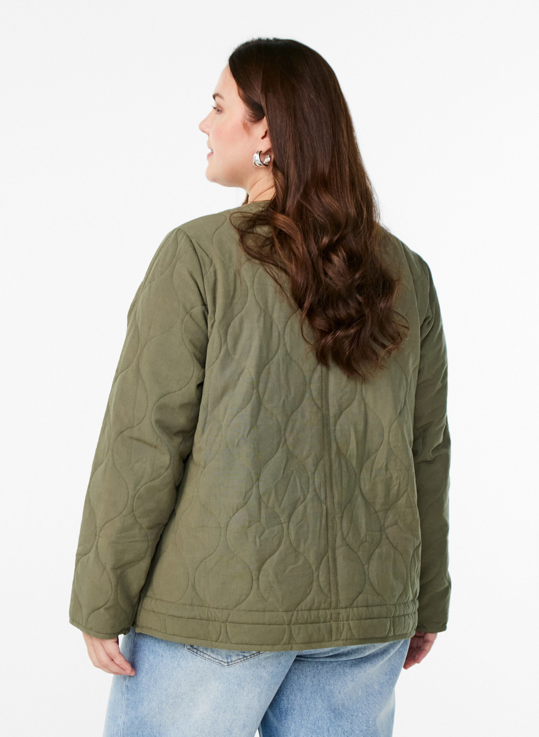 Zizzi Steppjacke mit Kn&ouml;pfen und Taschen, Gr&uuml;n, Model image number 2