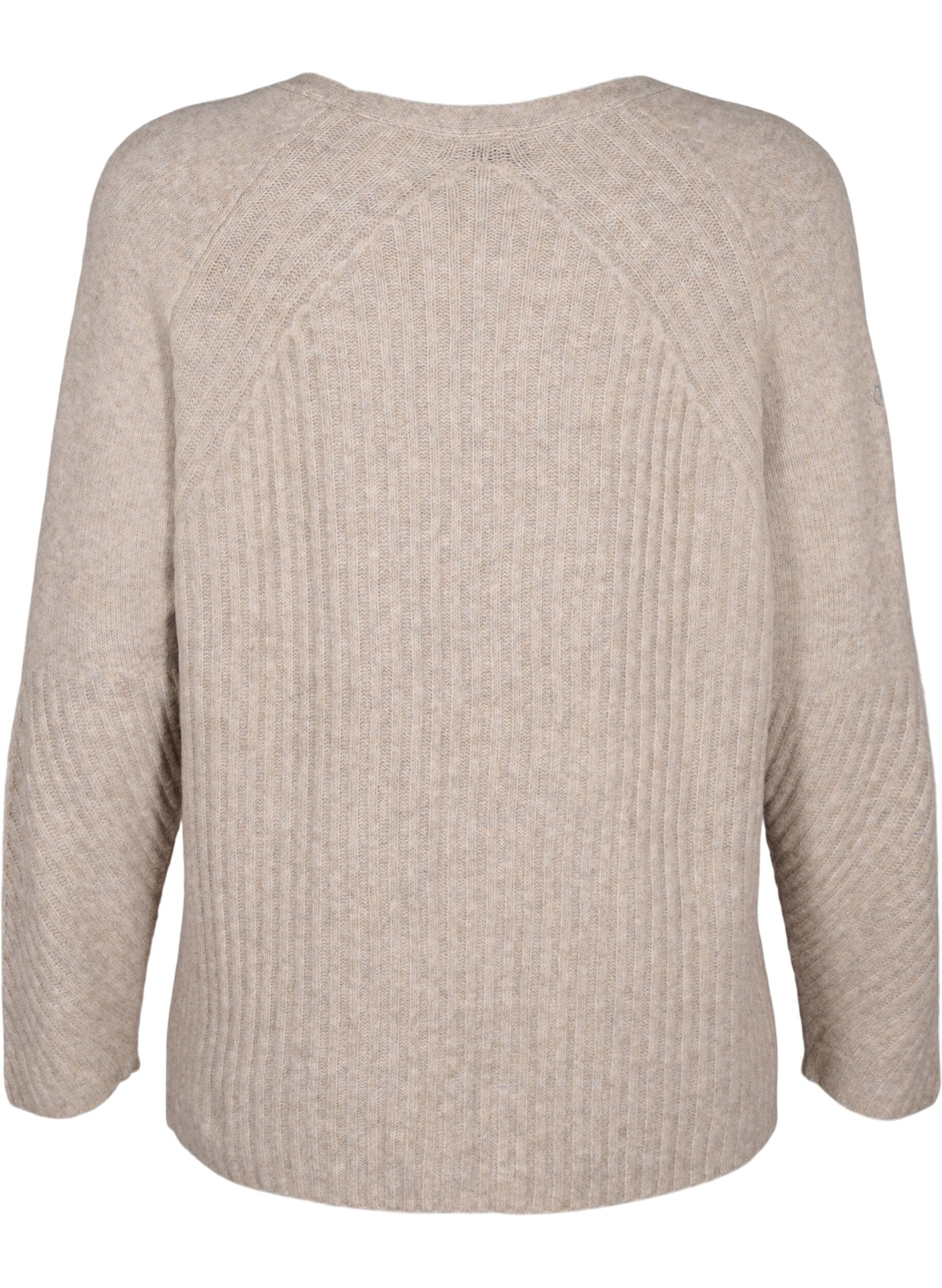 Zizzi Strickpullover mit Schlitz, Simply Taupe Mel., Packshot image number 1