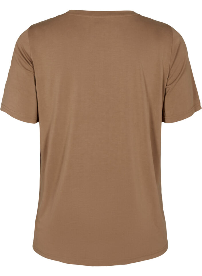 T-Shirt aus TENCEL™ Modal mit Rundhalsausschnitt, Braun, Packshot image number 1