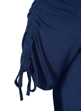 Kurzarm Viskosekleid mit Schnurdetails, Navy Blazer, Packshot image number 3