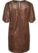Kurzes Kleid mit Pailletten und Rautenmuster, Braun, Packshot image number 1