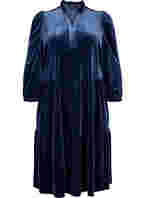 Kleid aus Velours mit Rüschenkragen und 3/4-Ärmeln, Navy Blazer, Packshot