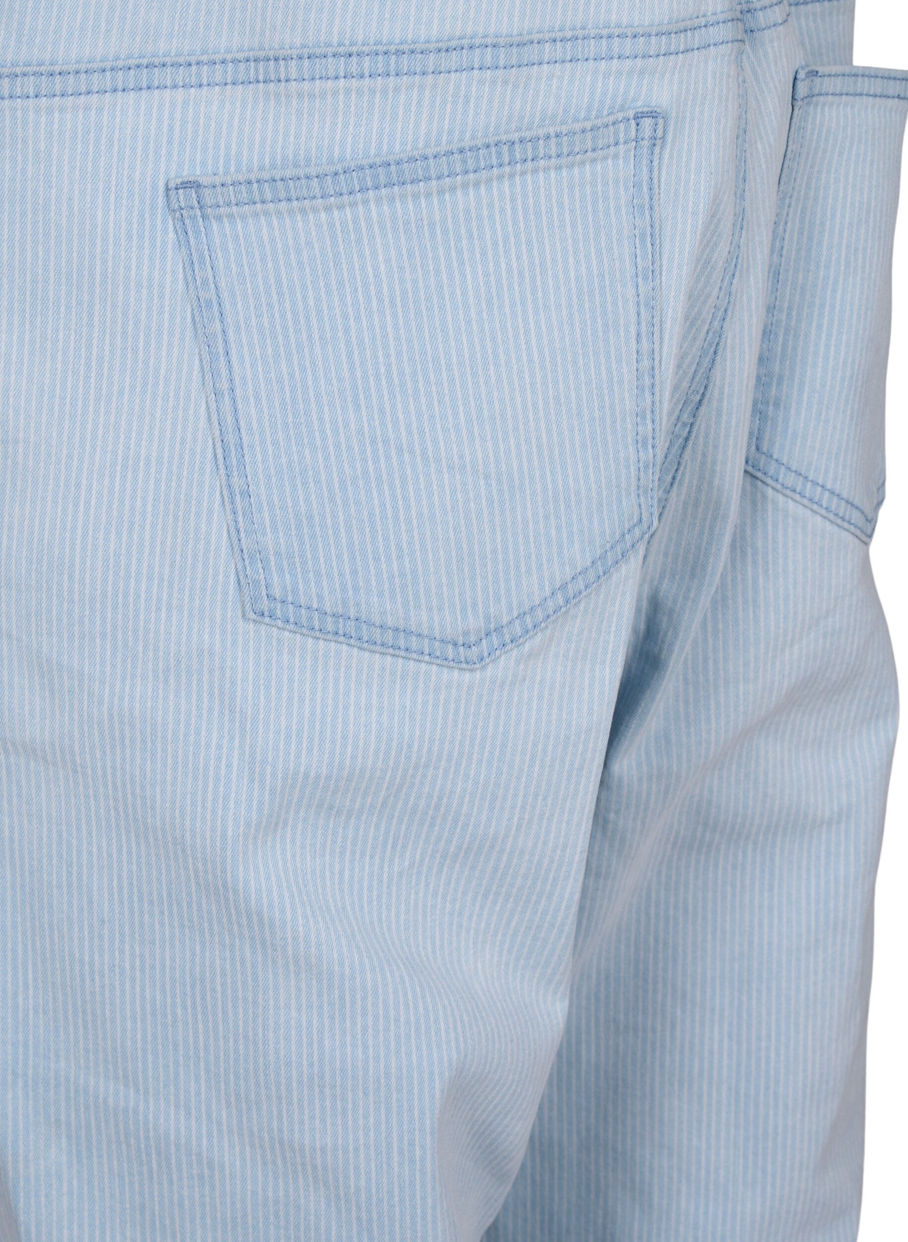 ZizziGestreifte Jeans-Latzhosen, Blau, Packshot image number 4