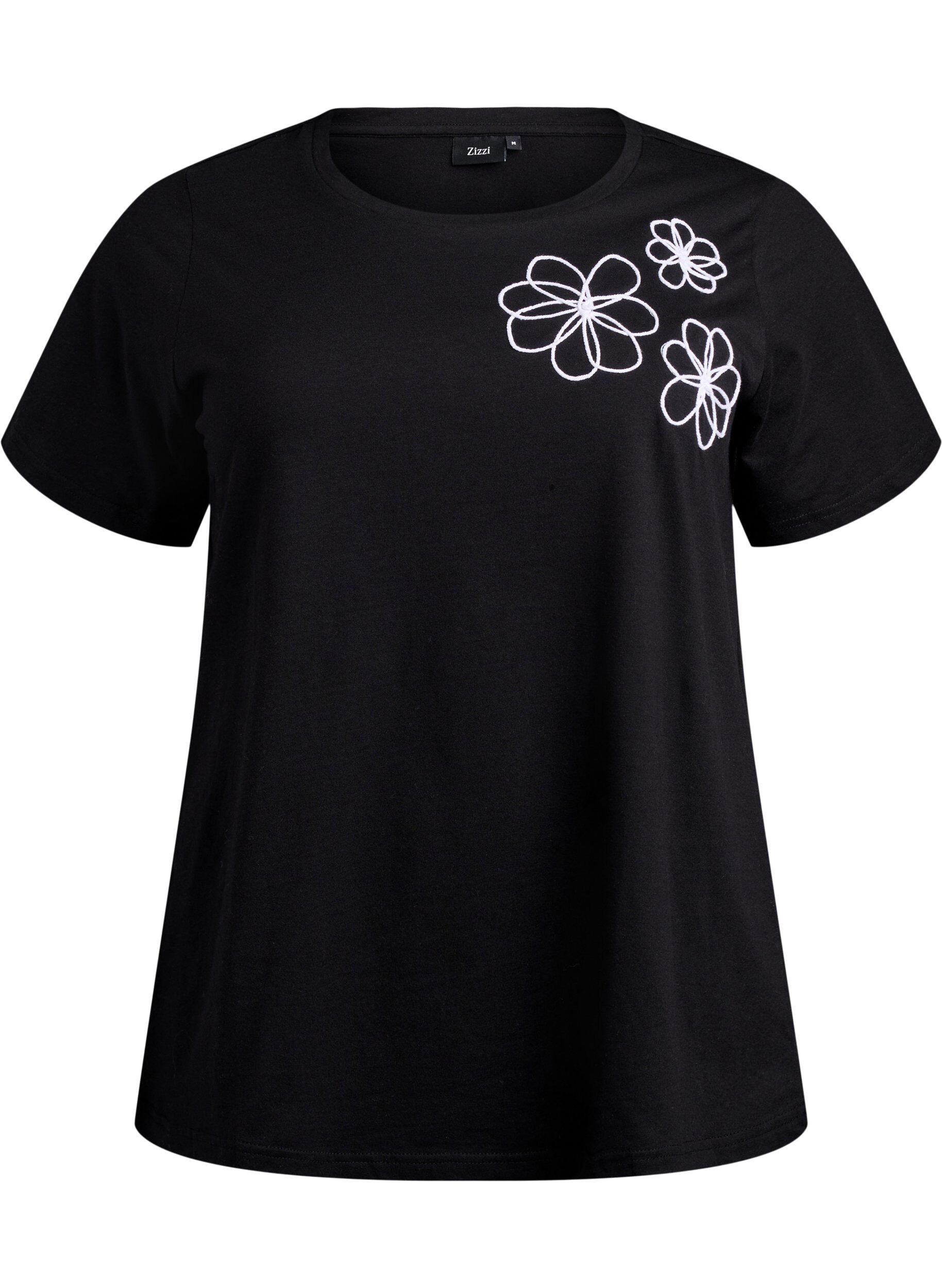 Zizzi T-Shirt mit dekorativen Details, Schwarz, Packshot image number 0