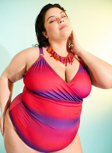 Bedruckter Badeanzug mit weicher Wattierung, Pink Comb, Image image number 0