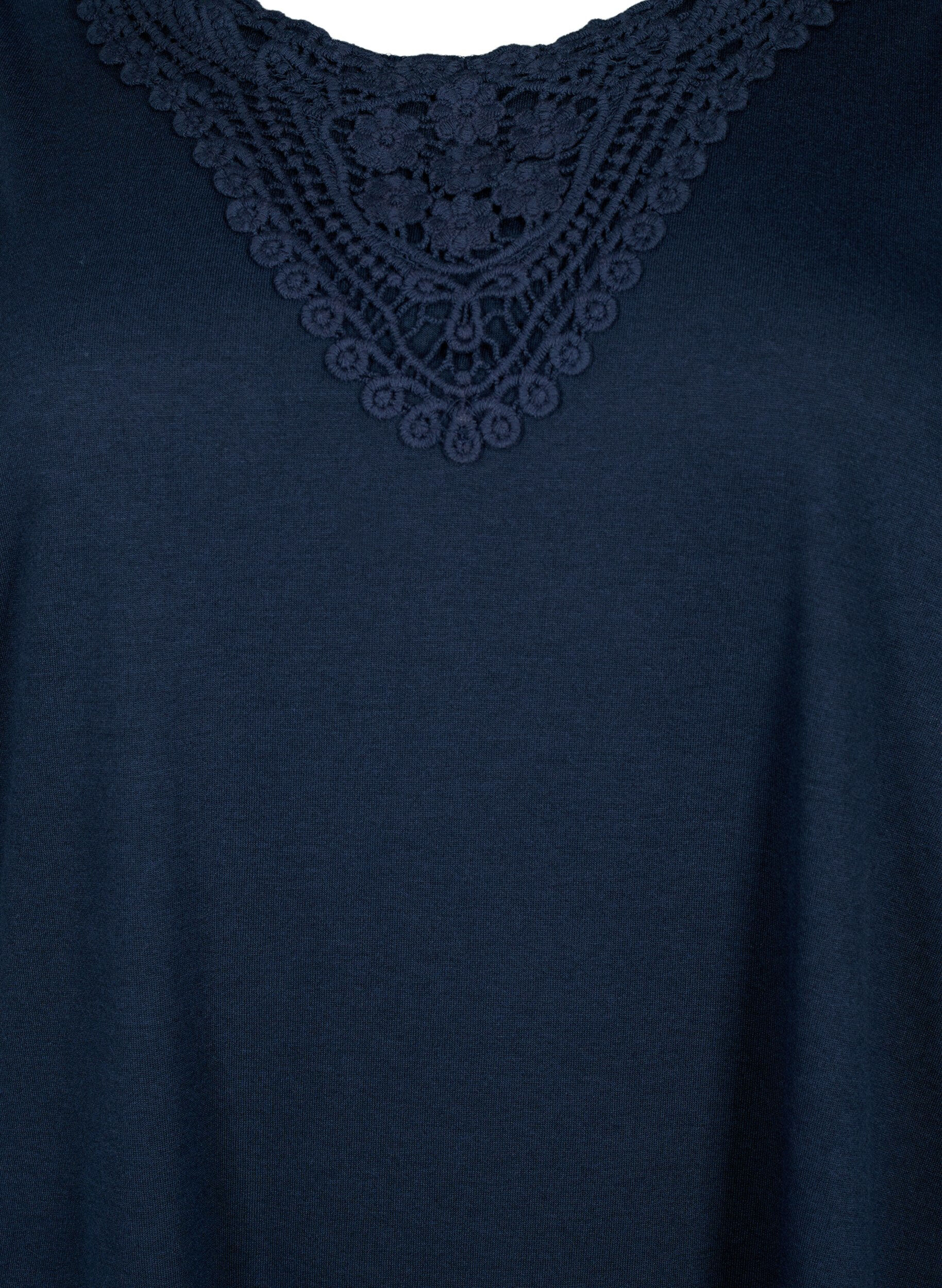 Zizzi &Auml;rmelloses Top mit Spitze, Total Eclipse, Packshot image number 2