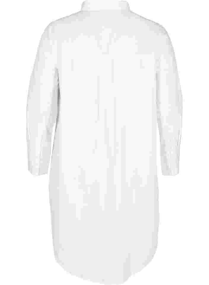 Lange Baumwollbluse mit Brusttasche, White, Packshot image number 1