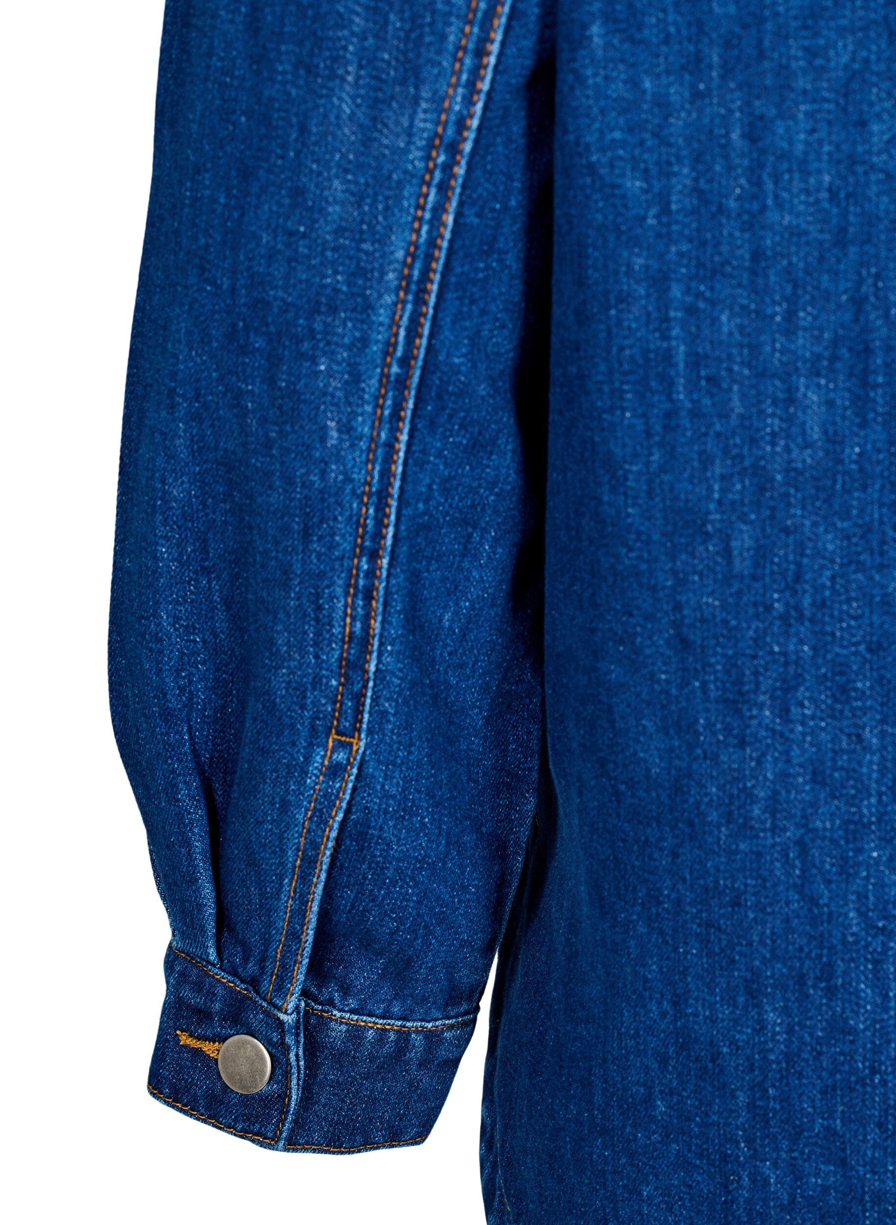 Zizzi Jeansbluse mit Kragen, Unwashed, Packshot image number 4