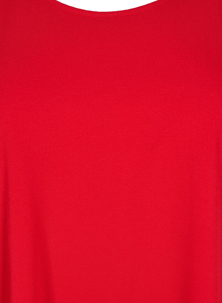 Bluse mit kurzen &Auml;rmeln und einem Rundhalsausschnitt, Rot, Packshot image number 2