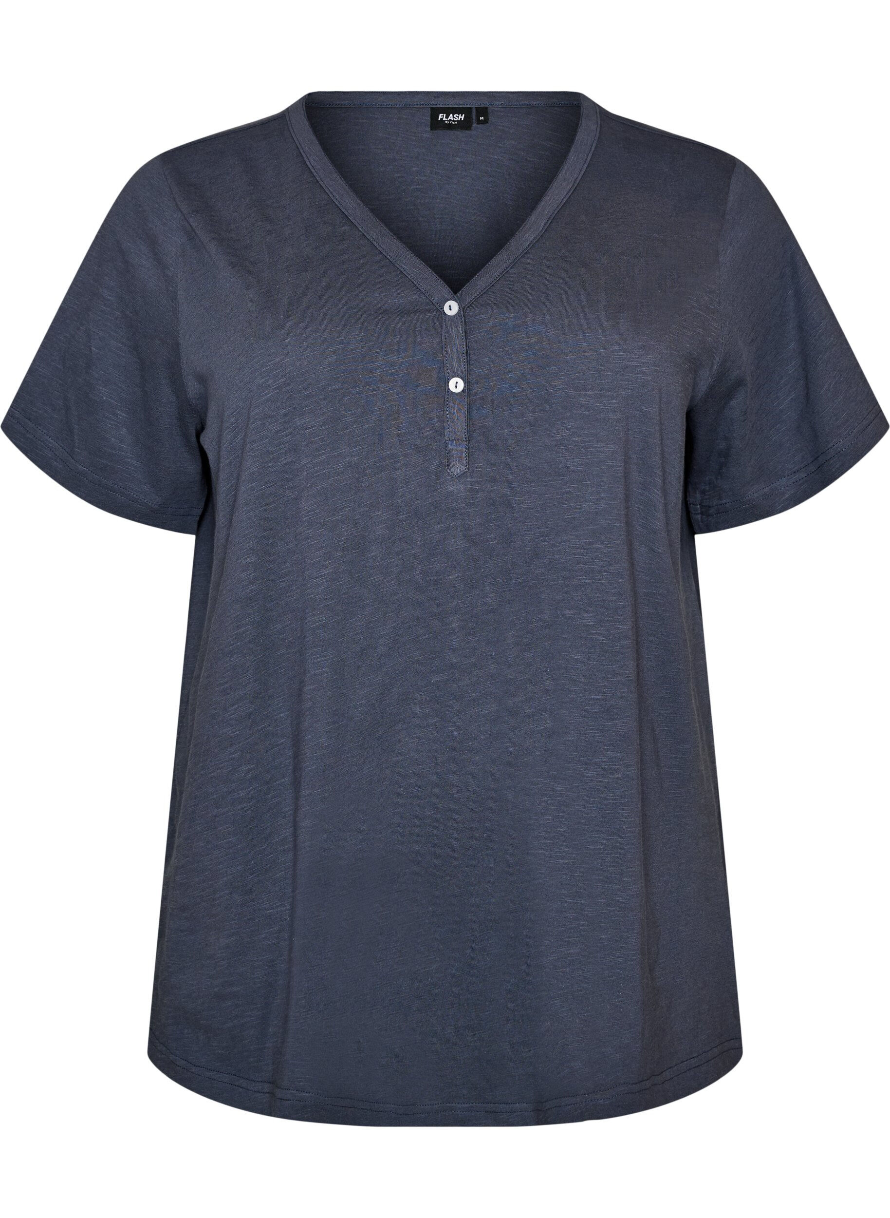 ZizziT-Shirt mit Knopfleiste, Grau, Packshot image number 0
